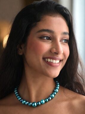 Tiffany Blue Teal Freshwater Cultured Pearl Necklace & Bracelet Set